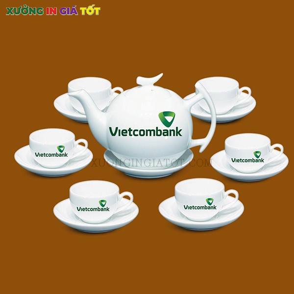 bộ ấm chén in logo Vietcombank