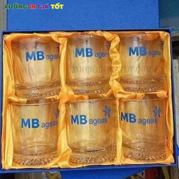 bộ ly thuỷ tinh in logo MB Bank