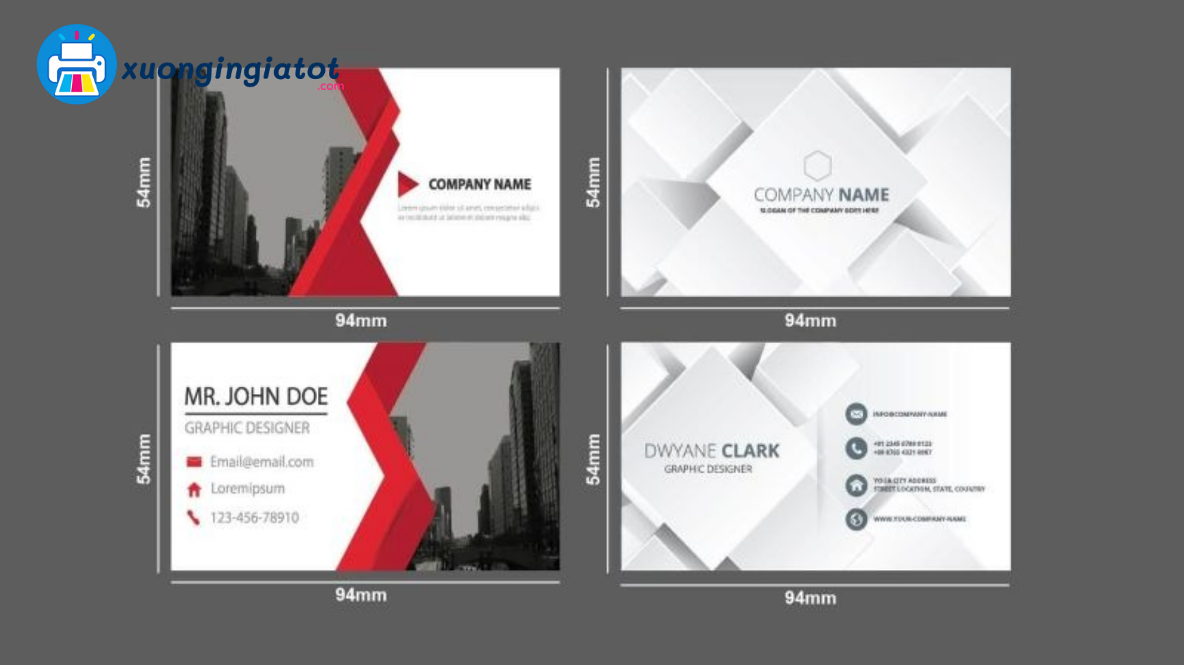 Kích Thước Name Card Tiêu Chuẩn Khi Thiết Kế Và In Ấn 1 Kích thước name card ngang